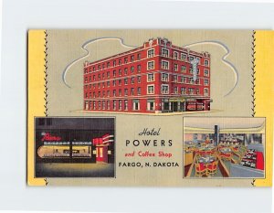 Postcard Hotel Powers and Coffee Shop Fargo North Dakota USA