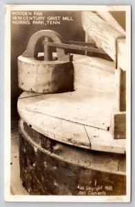 Norris Park TN RPPC Wooden Fan 18th Century Grist Mill 1938 Photo Postcard A48