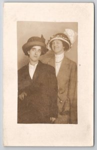 RPPC Two Woman Miss Happy and Miss Not Today Real Photo Postcard H28