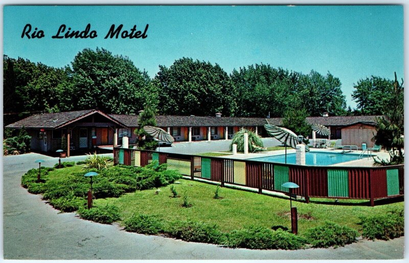 c1950s North Chico, CA Rio Lindo Motel Postcard Pool Beautiful Virgil Coenen A91