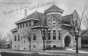 Carnegie Library Chanute Kansas 1907 postcard