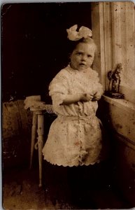 c1910 CUTE YOUNG GIRL WITH BOW IN HAIR CYKO RPPC POSTCARD 38-73