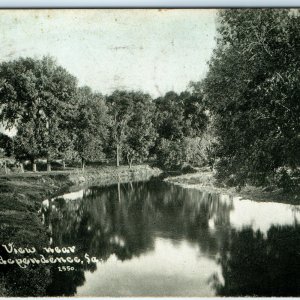 1911 Independence, IA Wapsi River View Postcard Litho Photo Off Center Stamp A49