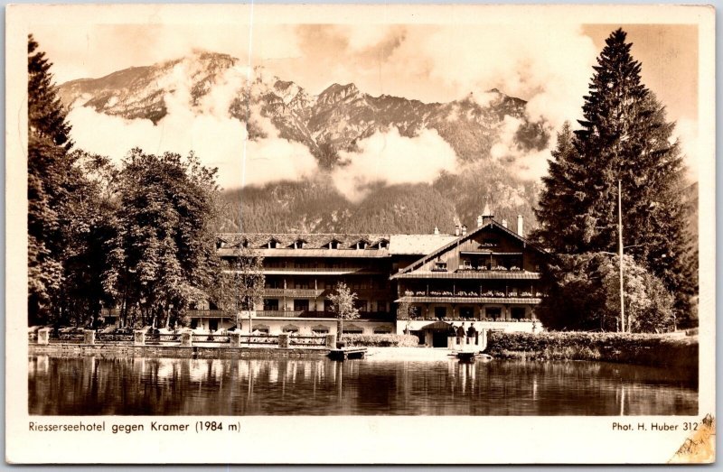 Riessersee Hotel Gegen Kramer Garmisch-Partenkirchen Germany Real Photo Postcard