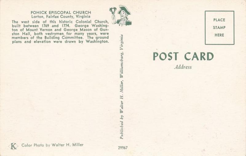 (2 cards) Pohick Episcopal Church - Lorton, Fairfax County VA, Virginia