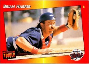1992 Donruss Baseball Card Brian Harper Minnesota Twins sk3175