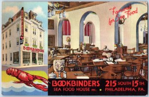 1940s Restaurant Bookbinders Lobster Inside View Postcard F223
