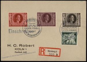 Germany 1943 Hitler With Swords Stamp Issue Registered Cover 71680