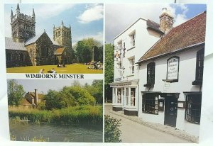 New Vintage Postcard Multiview Wimborne Minster Walford Mill Cook Row c1998