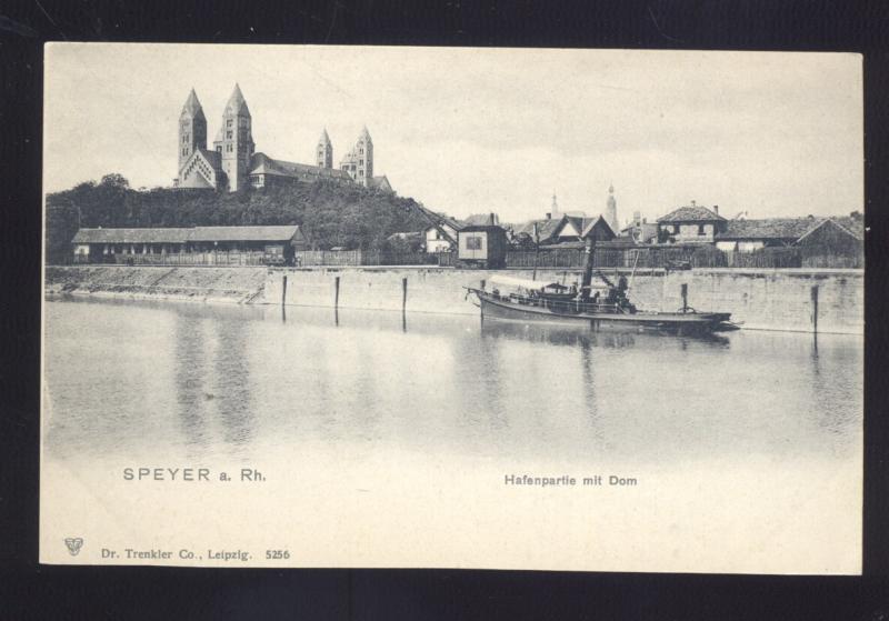 SPEYER A. RH. HAFENPARTIE MIT DOM GERMANY ANTIQUE VINTAGE POSTCARD