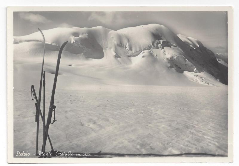 RPPC Italy Stelvio Monte Cristallo Skis Alps Real Photo