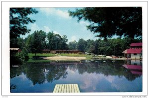 FLAT ROCK, North Carolina; Panoramic View showing Lake and White Sand Beach, ...