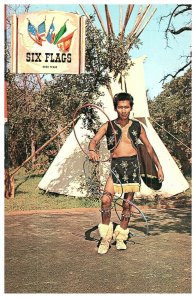 Six Flags Over Texas, Hoop-De-Doo,Young Indian Village Dancer Postcard