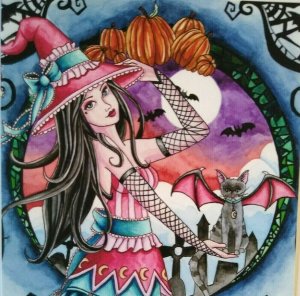 Halloween Postcard Nikki Burnette Gothic Witch Fantasy Aelita 2012 Limited To 35