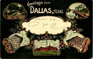 Multiview Greetings From Dallas Texas TX 1907 DB Postcard Smith & Lamar Pub