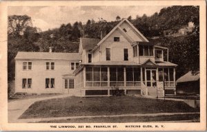 The Linwood Boarding House, Franklin St. Watkins Glen NY Vintage Postcard L50