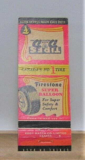 FIRESTONE Tires Dickinson and Dunn Canada Vintage Matchbook Cover