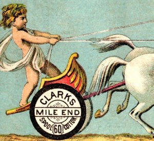 1870s-80s Clark's Mile-End Spool Cotton Cherub White Horses Chariot P194