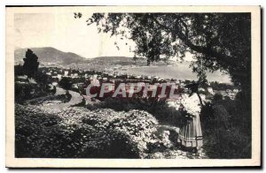 Postcard Old French Riviera between Nice Artistic flowers and trees