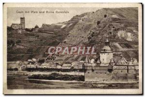 Postcard Old Pfalz Und Mit Caub Ruin Gutenfels