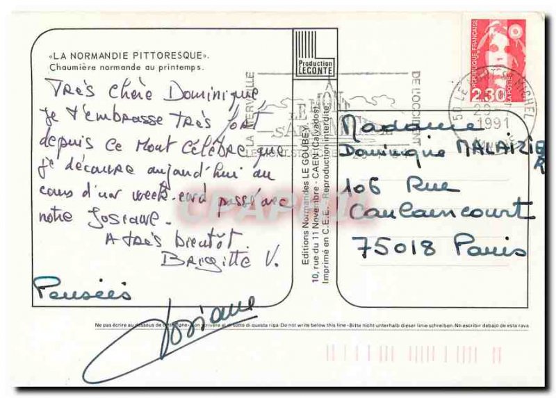 Modern Postcard Normandy Picturesque Normandy Chaumiere in spring