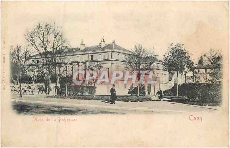 Old Postcard Caen place prefecture (map 1900)