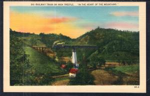 Railway Train on High Trestle in The Heart of the Mountains