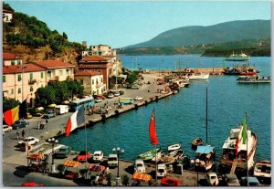 Isola D'Elba - Porto Azzurro Elba Italy Pier Harbor Mountains Buildings Postcard