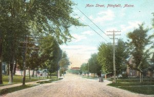 Vintage Postcard 1910's Main Street Pittsfield Maine ME Pub by Robbins Bros.