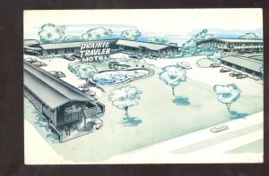 BLOOMINGTON ILLINOIS PRAIRIE TRAVLER MOTEL ROUTE 66 OLD ADVERTISING POSTCARD