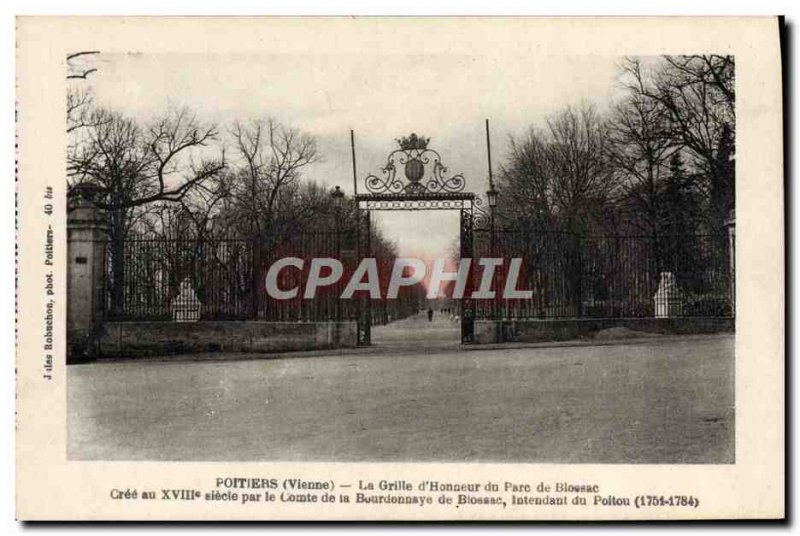 Old Postcard Poitiers D & Grille # 39Honneur Du Parc De Blossac