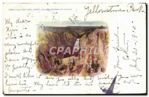 Old Postcard Canyon Falls And Point Lookout Yellowstone Park