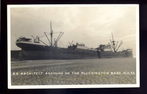 bf2164 - Harrison Line Cargo Ship - Architect - aground - B Feilden postcard