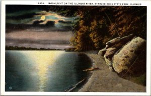Illinois Starved Rock State Park Moonlight On The Illinois River