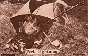 Vintage Postcard 1908 Fork Lightning Lovers Under The Big Umbrella Comic Love