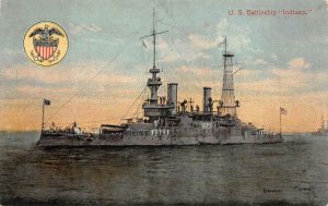 U.S. BATTLESHIP INDIANA MILITARY POSTCARD (c. 1910)