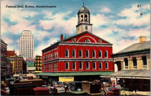 Vtg 1940s Faneuil Hall Cradle of Liberty Boston Massachusetts MA Linen Postcard