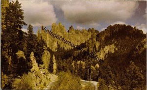 Hairpin Turn Foot of Cathedral of Spires South Dakota Postcard PC346