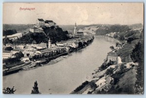 Bavaria Germany Postcard Burghausen View of River Buildings c1910 Antique