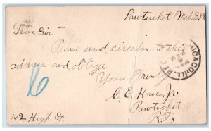 1889 CE Howes Jr. Please Send Circular Message Pawtucket RI Postal Card