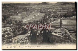 Old Postcard Le Puy View from the Chapel Saint Michel to the Cevennes