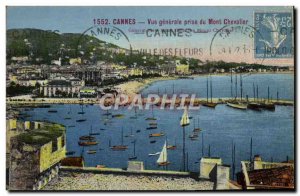 Postcard Old Cannes Vue Generale taken of Mont Chevalier Boat