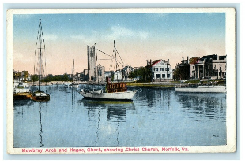 1917 Mowbray Arch and Hague Ghent Norfolk Virginia VA Passed by Sensor Postcard