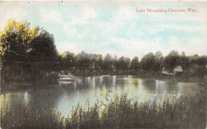 J35/ Cheyenne Wyoming Postcard c1910 Lake Minnehaha Boats Cabins  147