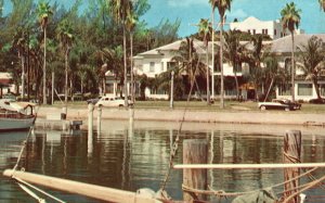 Vintage Postcard Yacht Club Docks Overlooking Central Basin St. Petersburg Fla.