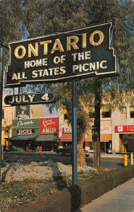 Ontario California View Down Euclid Avenue, Photochrome Vintage Postcard U6920