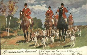 Fox Hunt Hunting Hound Dogs Horses Series #291 c1910 Postcard #6