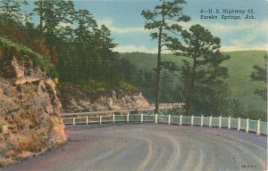 Eureka Springs AR Highway US 62 & Guard Rail Linen Unused