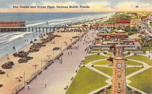 Pier Casino & Ocean Front DAYTONA BEACH Florida c1940s Linen Vintage Postcard