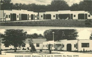 Gilman Illinois Wayside Court roadside Tichnor linen 1951 postcard 20-8229